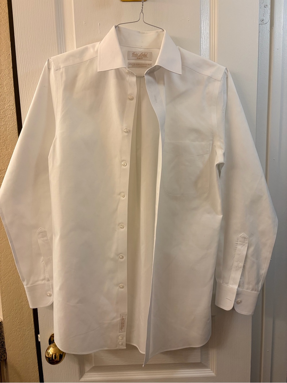 Roundtree & Yorke Gold Label White Men's Dress Shirt - Spread Collar